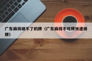 广东麻将胡不了的牌（广东麻将不吃牌快速胡牌）