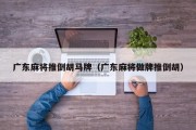 广东麻将推倒胡马牌（广东麻将做牌推倒胡）