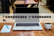 广东麻将游戏粤语配音（广东粤语版本麻将单机）