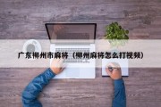 广东柳州市麻将（柳州麻将怎么打视频）