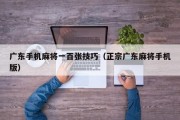 广东手机麻将一百张技巧（正宗广东麻将手机版）