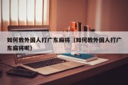 如何教外国人打广东麻将（如何教外国人打广东麻将呢）