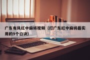 广东有风红中麻将视频（打广东红中麻将最实用的9个口诀）