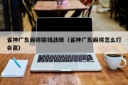 雀神广东麻将输钱战绩（雀神广东麻将怎么打会赢）