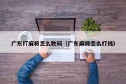 广东打麻将怎么数码（广东麻将怎么打钱）