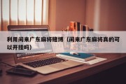 利用闲来广东麻将赌博（闲来广东麻将真的可以开挂吗）
