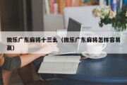 微乐广东麻将十三幺（微乐广东麻将怎样容易赢）