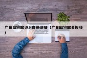 广东麻将解说小白是谁呀（广东麻将解说视频）