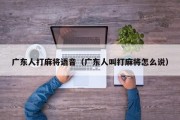广东人打麻将语音（广东人叫打麻将怎么说）
