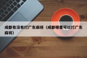 成都有没有打广东麻将（成都哪里可以打广东麻将）