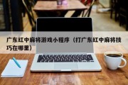 广东红中麻将游戏小程序（打广东红中麻将技巧在哪里）