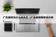 广东麻将为什么叫大王（广东麻将哪些叫大胡）