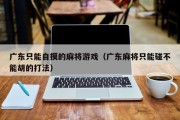 广东只能自摸的麻将游戏（广东麻将只能碰不能胡的打法）