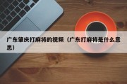 广东肇庆打麻将的视频（广东打麻将是什么意思）