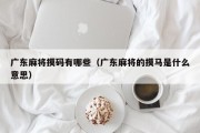 广东麻将摸码有哪些（广东麻将的摸马是什么意思）